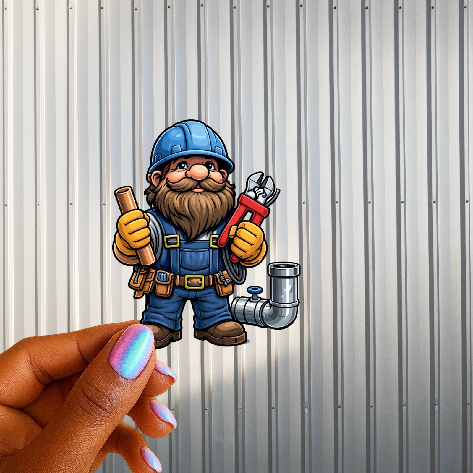Plumber Gnome 3 Inch UV DTF Sticker Plumbing Worker Pipe Wrench Decal