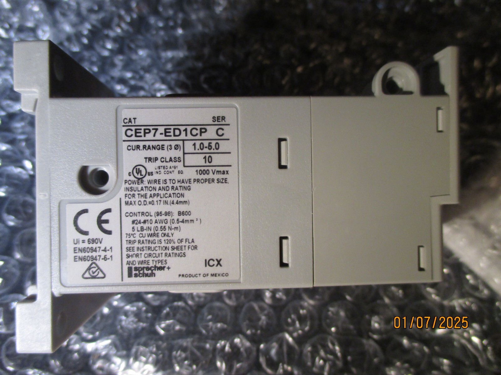 SPRECHER+SCHUH CEP7-ED1CP OVERLOAD RELAY NIB