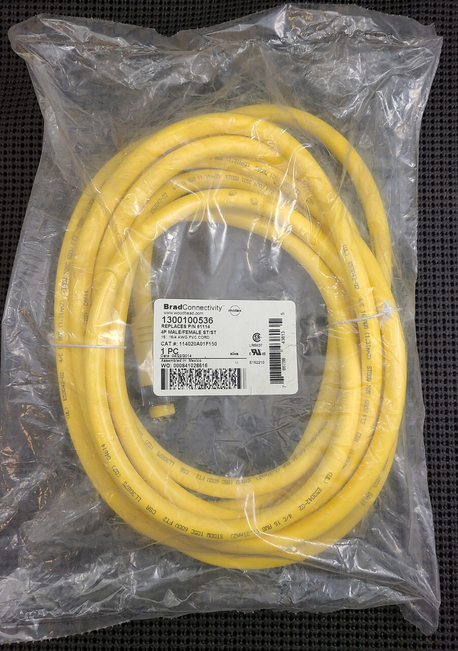 BRAD CONNECTIVITY 1300100536 MC 4P MFE 15 16/4 PVC 114020A01F150