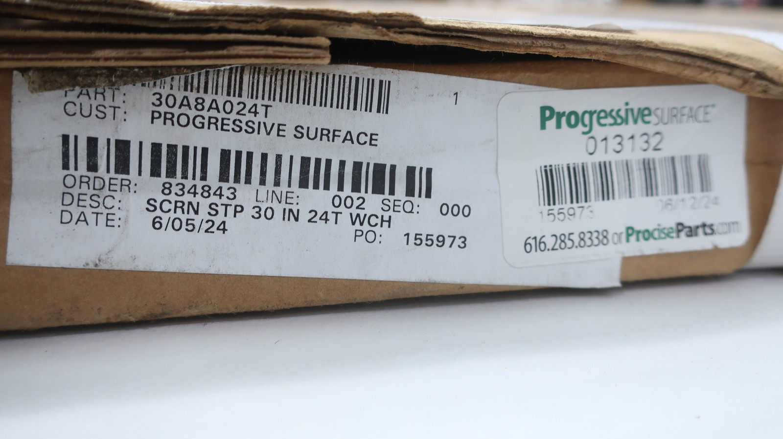 Sweco 30A8A024T Stainless 30in Screen 24t Wch
