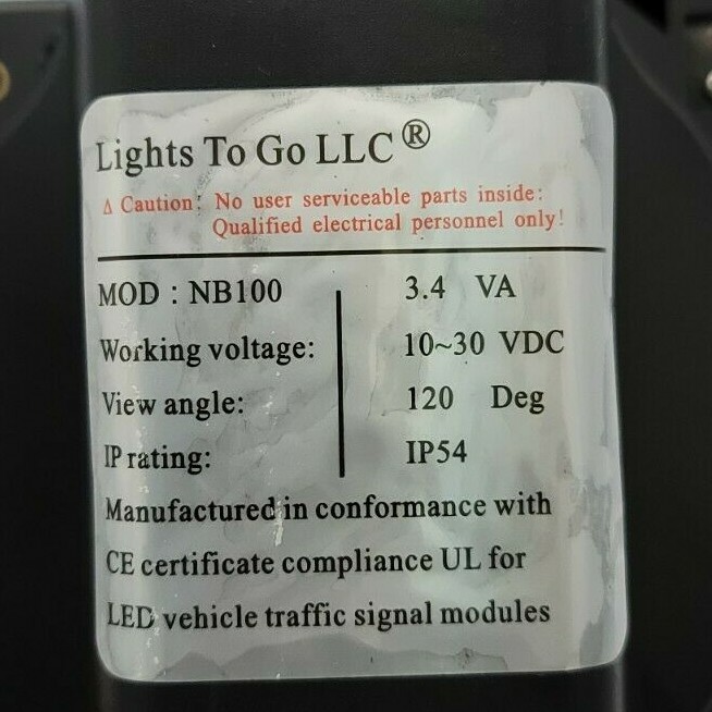 NEW LIGHTS TO GO LCC NB100 LED LIGHT 3.4VA 10-30VDC 120DEG IP54
