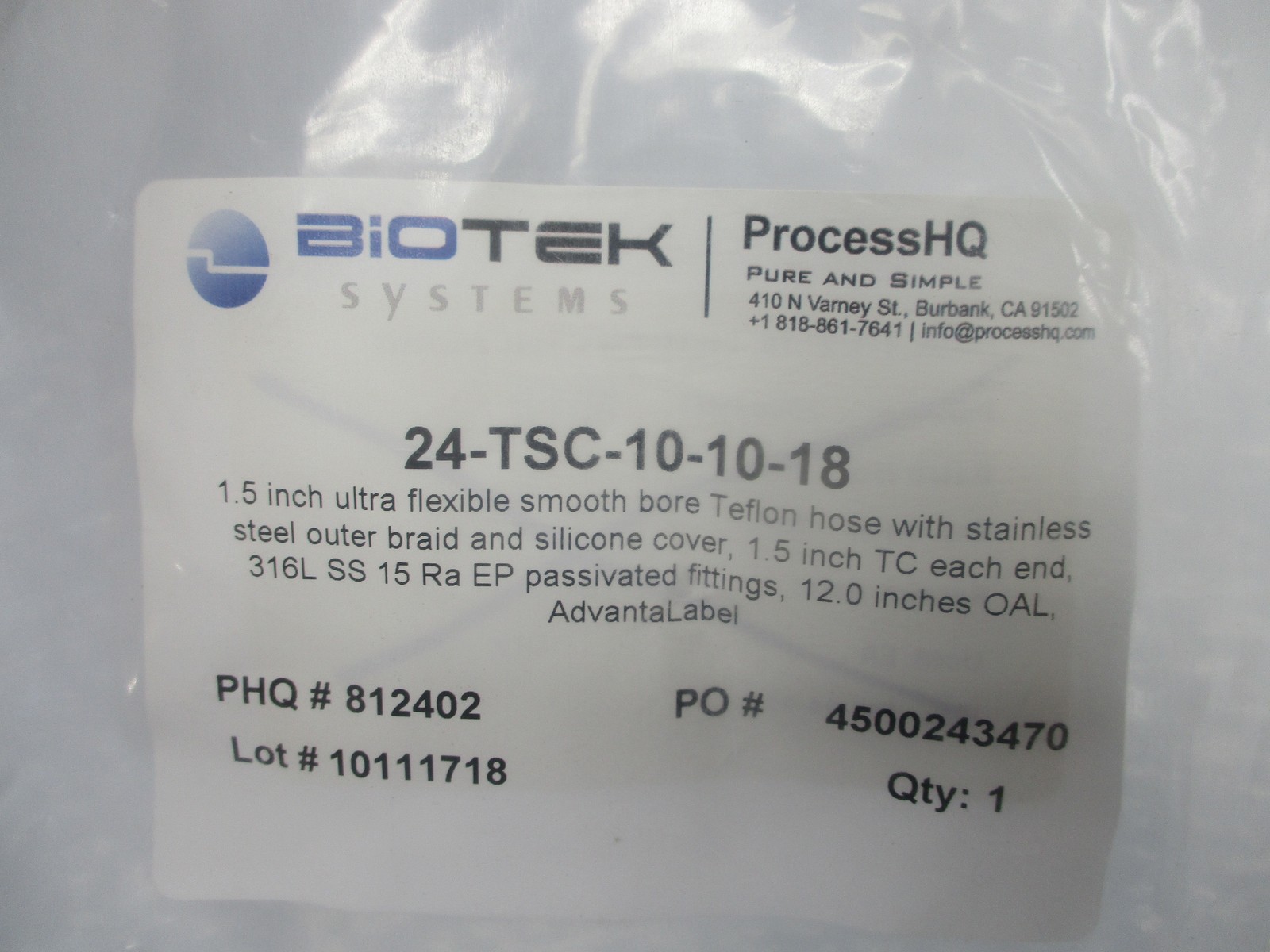 BIOTEK 24-TSC-10-10-18 HOSE NSMP