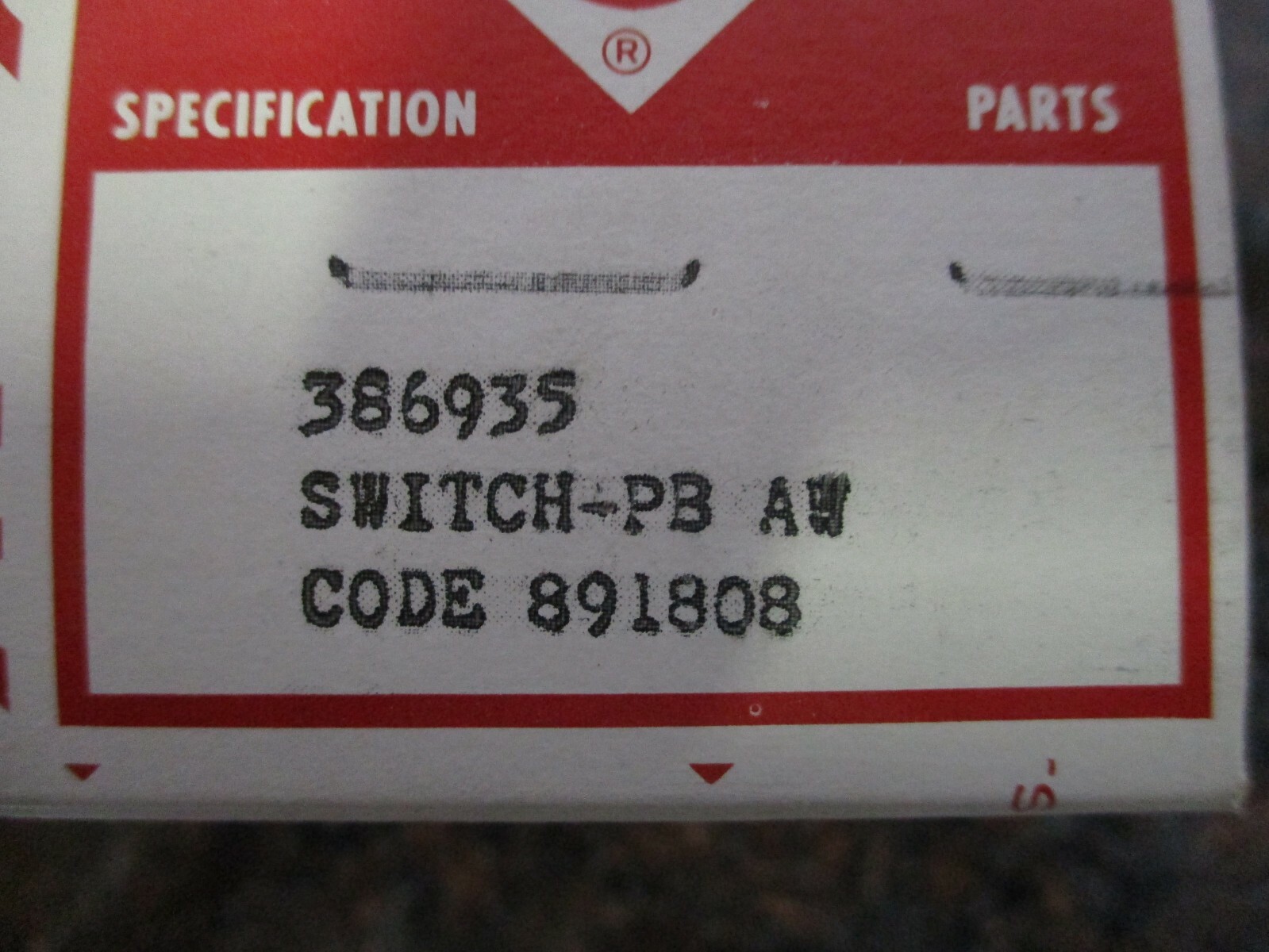 WHIRLPOOL / FSP 386935 891808 PUSH BUTTON SWITCH PB AW NOS FREE SHIPPING