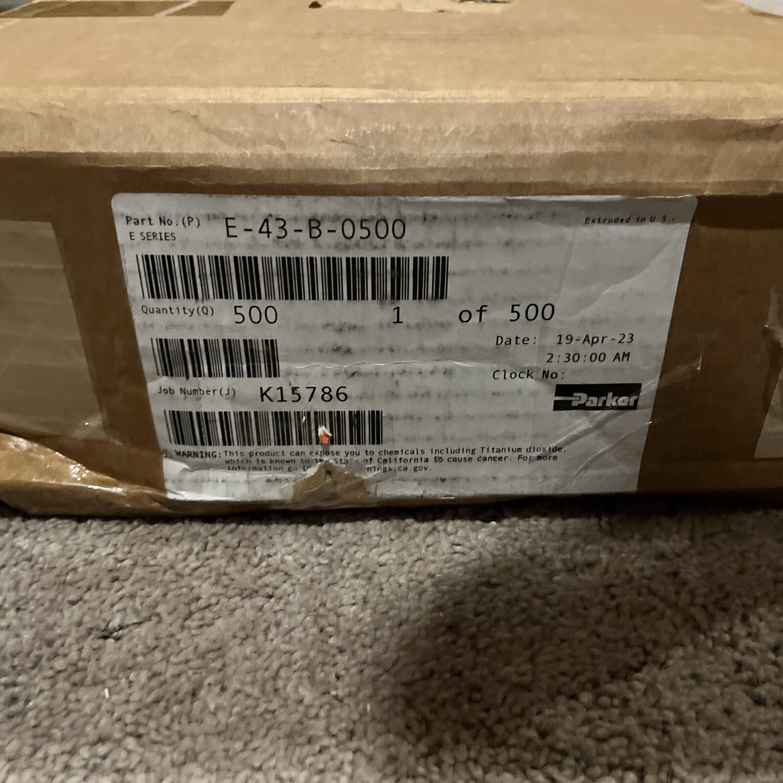 PARKER E-43-B-0500 Tubing,Blue,Overall 500 ft Open Distressed Box.