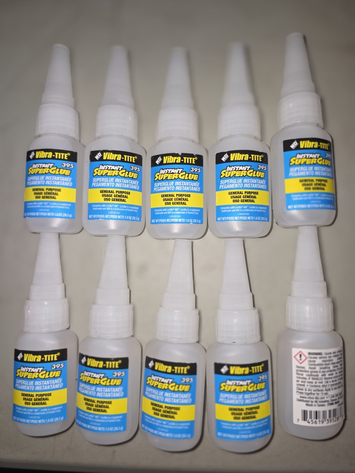 Lot Of 10 VIBRA-TITE 39528 Instant Adhesive,1 fl oz,Bottle