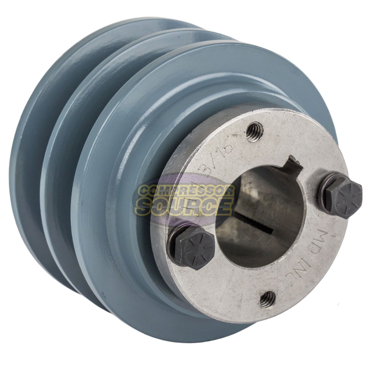 Cast Iron 3.35″ Dual Groove Pulley Belt B Section 5L with 1-3/16″ Sheave Bushing