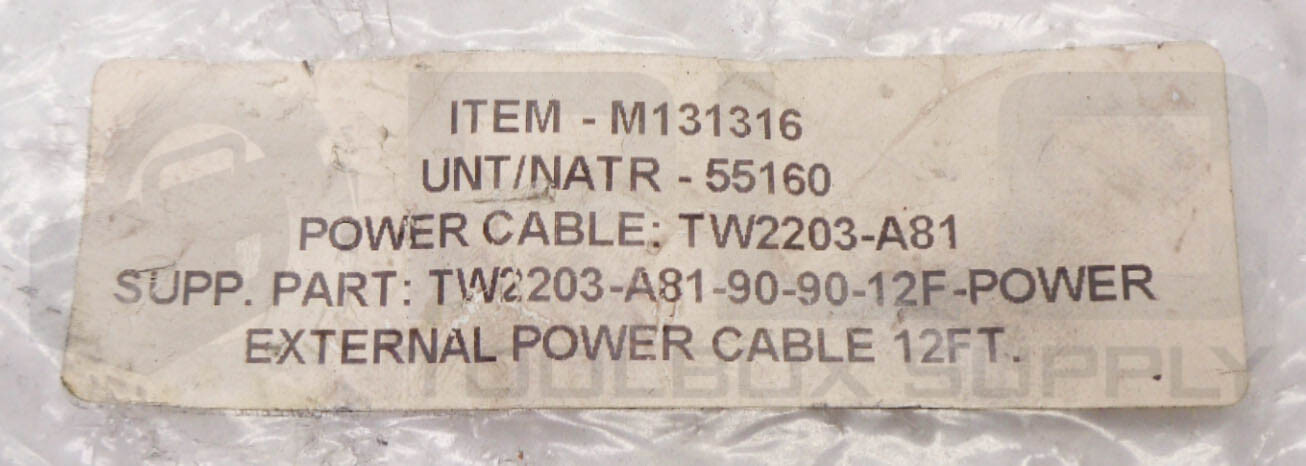 NEW M131316 FEEDBACK CABLE TW2203-A81 PART TW2203-A81-90-90-12F CABLE 12FT 55160