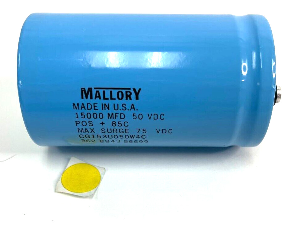 MALLORY CG153U050W4C 15000 MFD 50 VDC 85° CG SERIES CAPACITOR