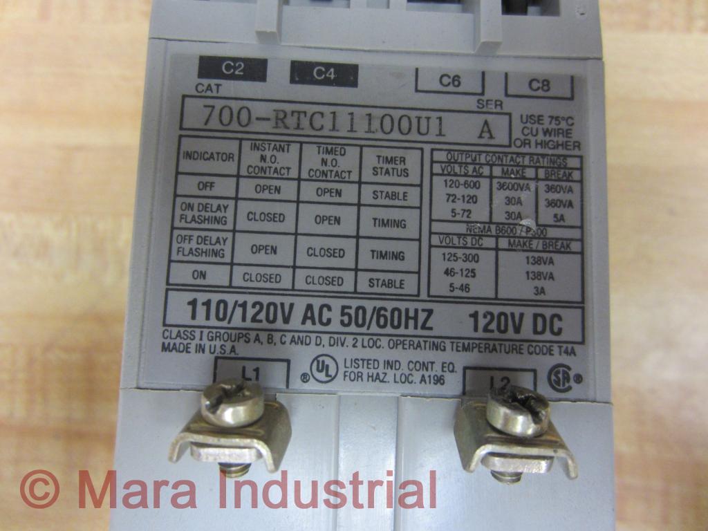 Allen Bradley 700-RTC11100U1 Relay 700RTC11100U1 Series A