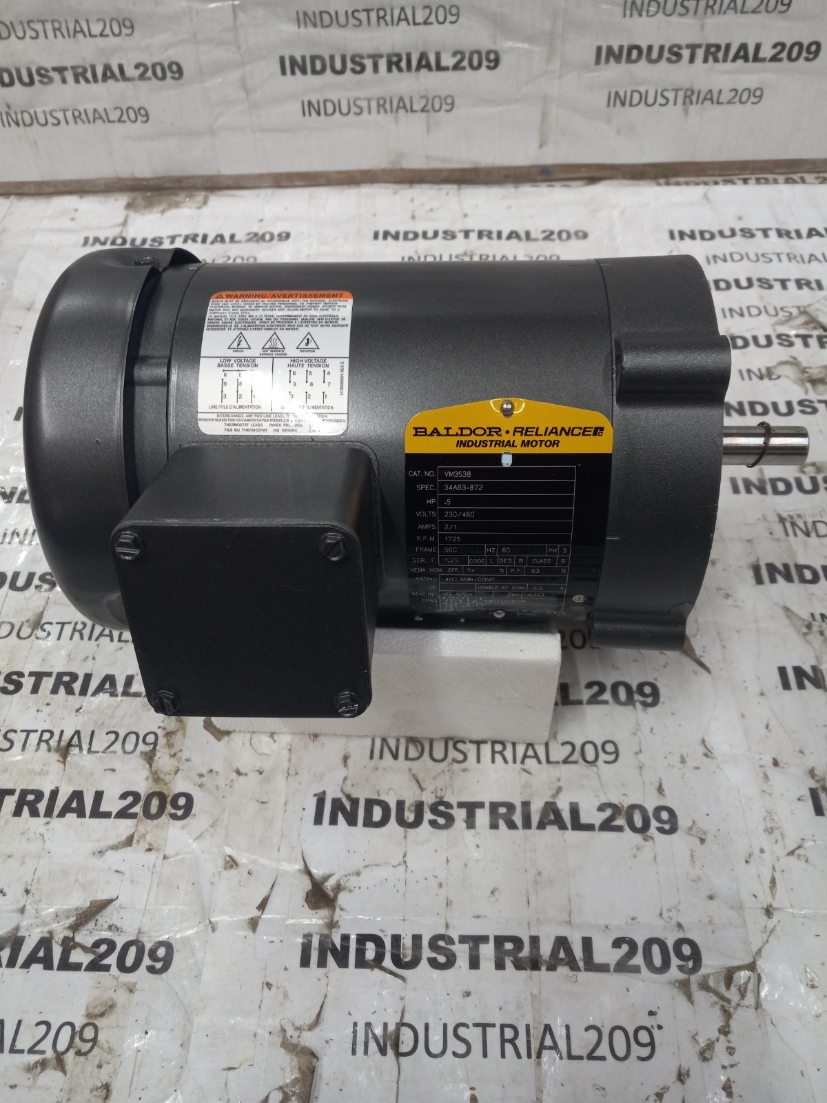 BALDOR MOTOR VM3538 0.5HP 1725 RPM