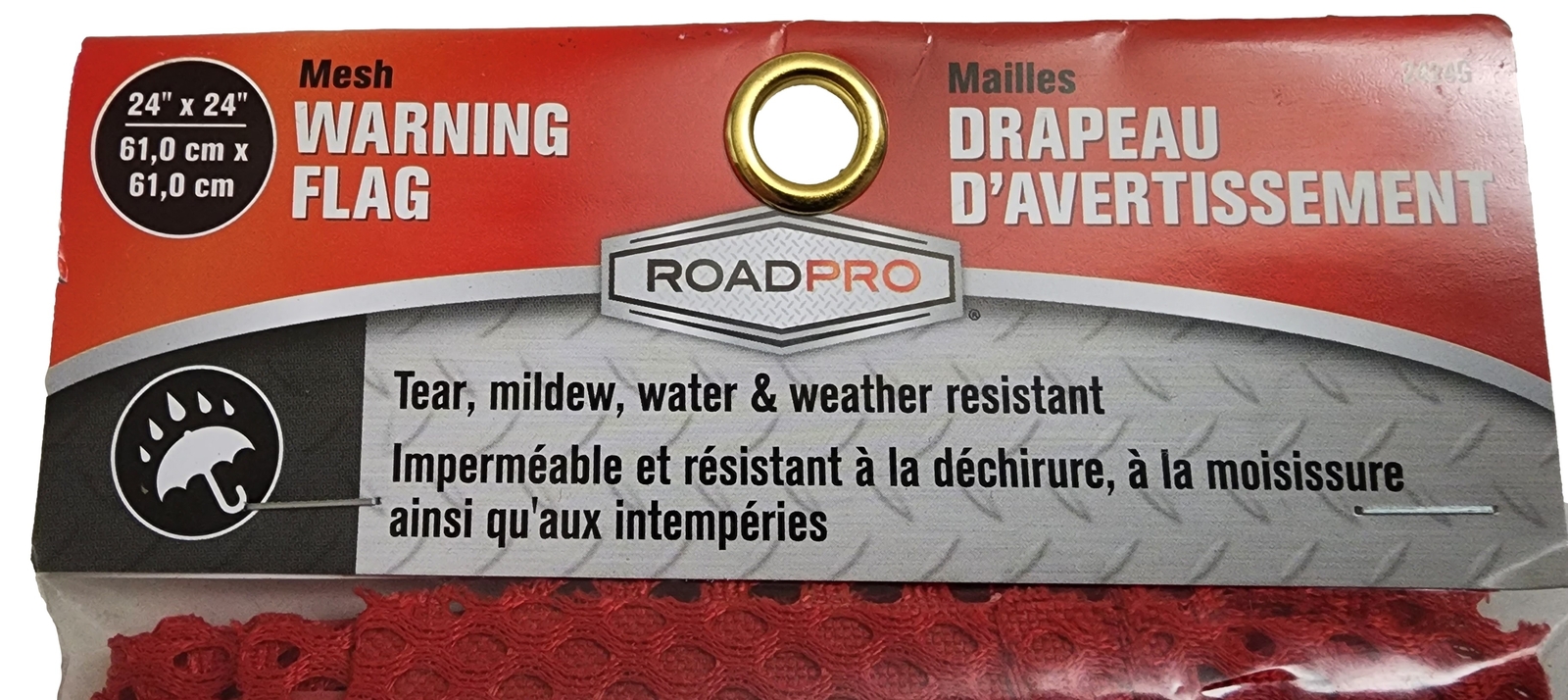 RoadPro 2424G Safety Warning Mesh Flag with Grommets 24″x 24″ – Red