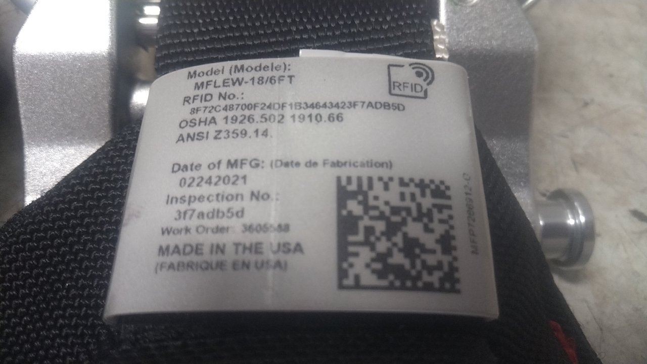Honeywell Miller MFLEW-18/6FT 6 Ft L 420 Lb Cap Self-Retracting Fall Limiter