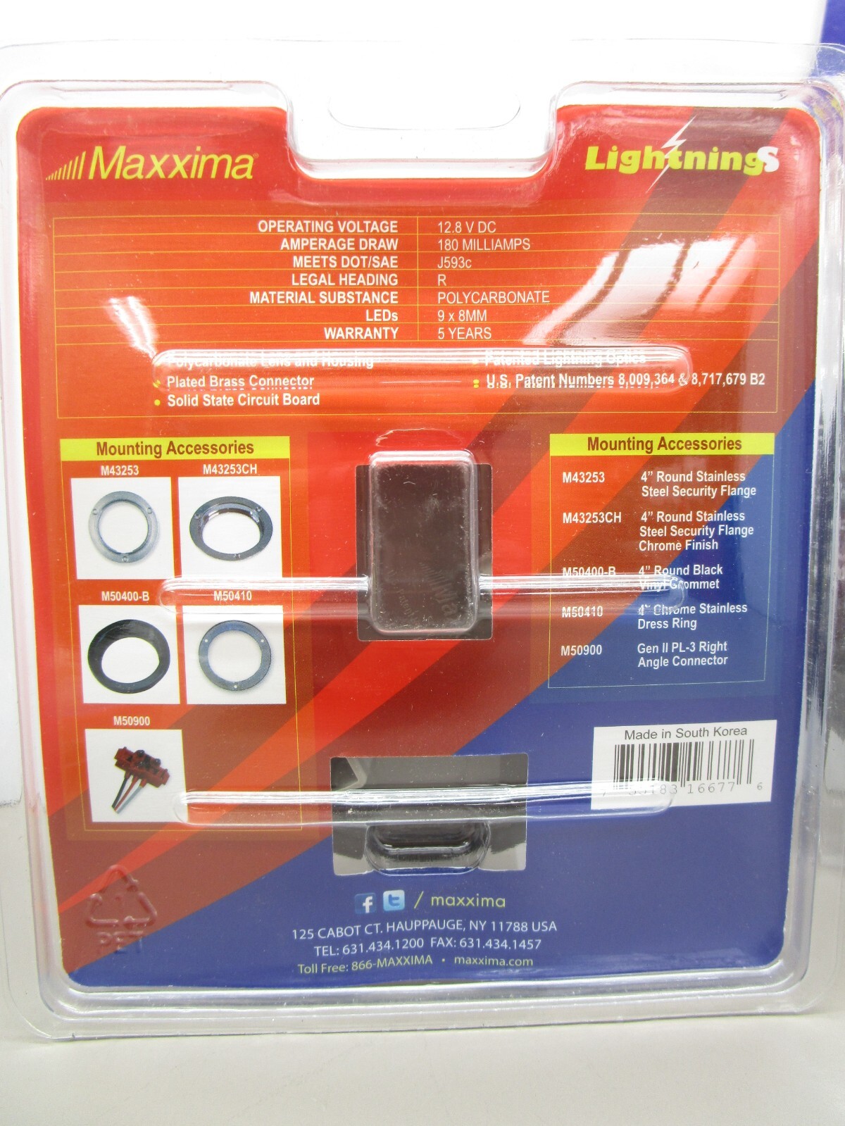 Maxxima M42347 LED 4″ Round Back-up Lamp with M50900 Plug and M50400-B Grommet