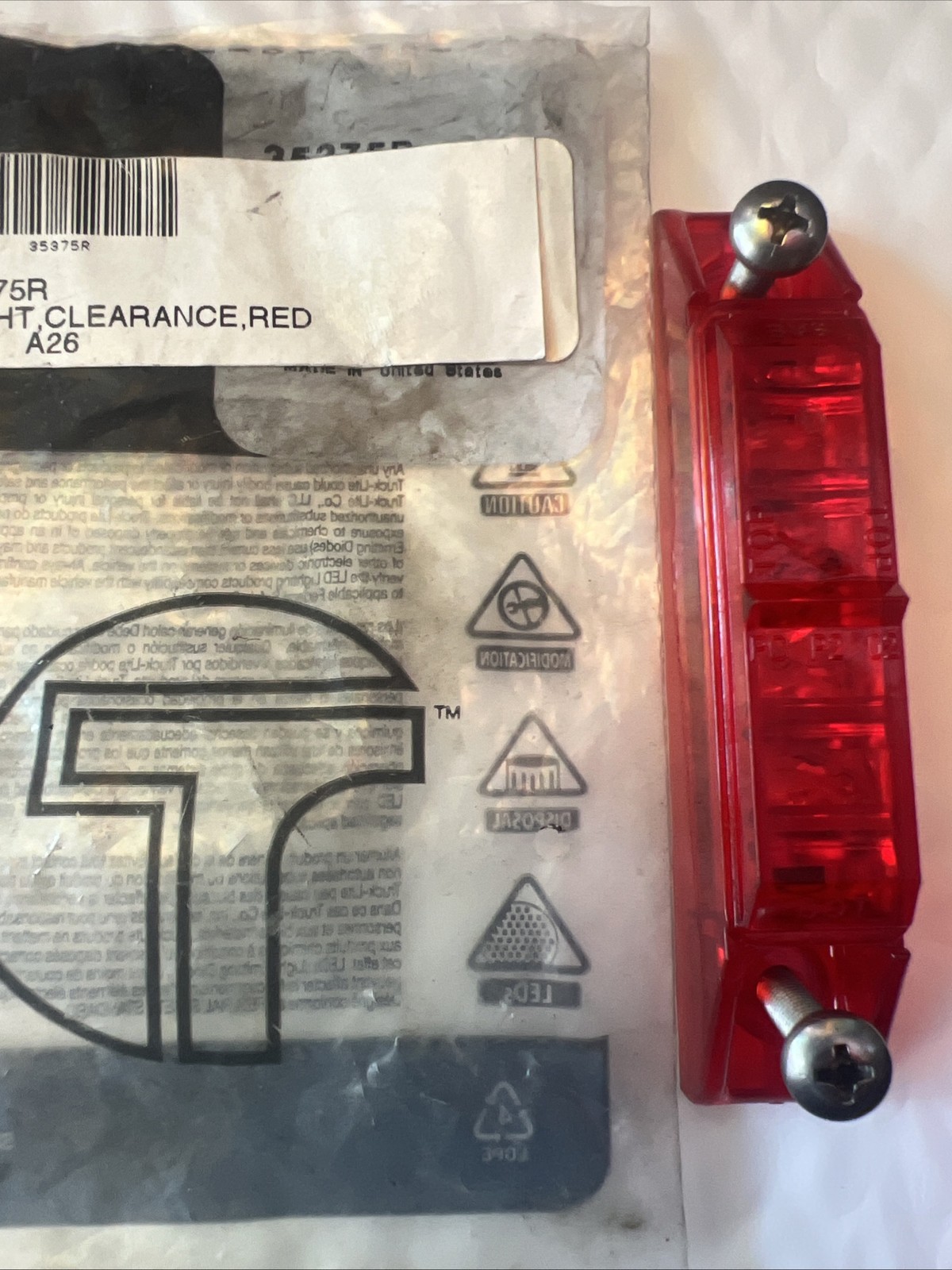 Truck-Lite 35375R 35 Series Red LED Marker/Clearance Lamp.