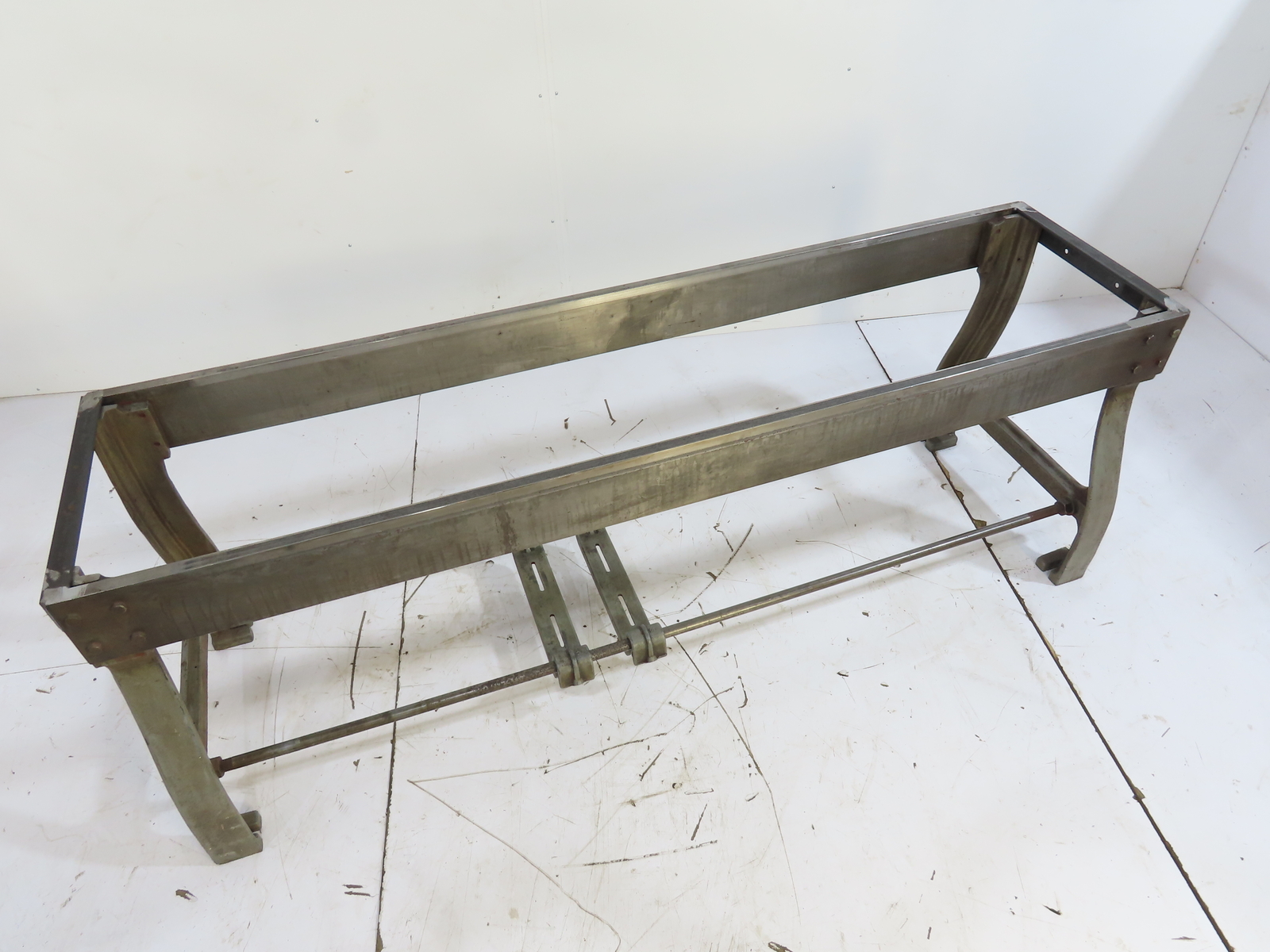 American S.B. Mach Co. Industrial Machine Table Cast Iron Stand Legs Base 7FT L