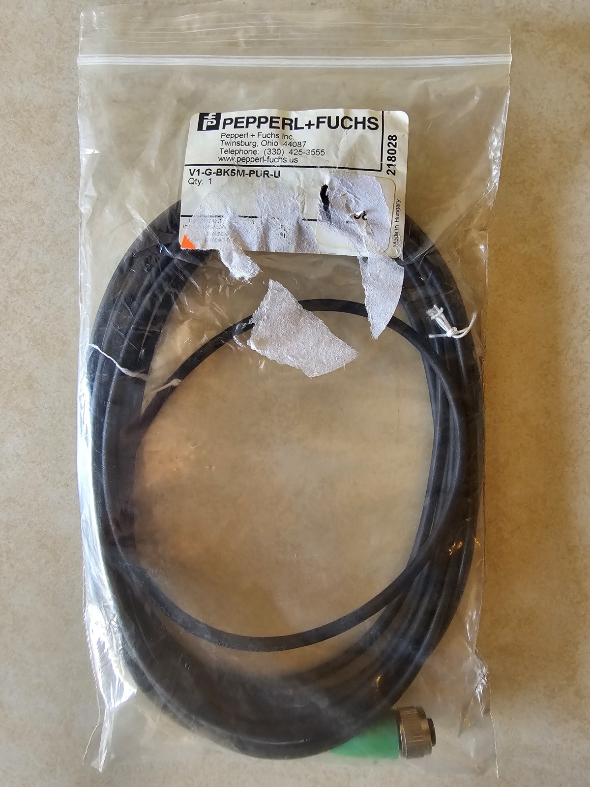 Brand New In Package Pepperl+Fuchs Cable V1-G-BK5M-PUR-U – 218028