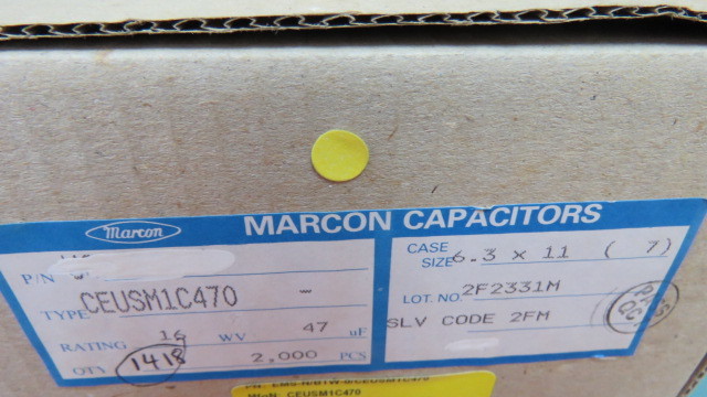 MARCON CEUSM1C470 Qty of 85 per Lot 47UF 16V 105 DEG 6.3X11 100/BAG MARCON