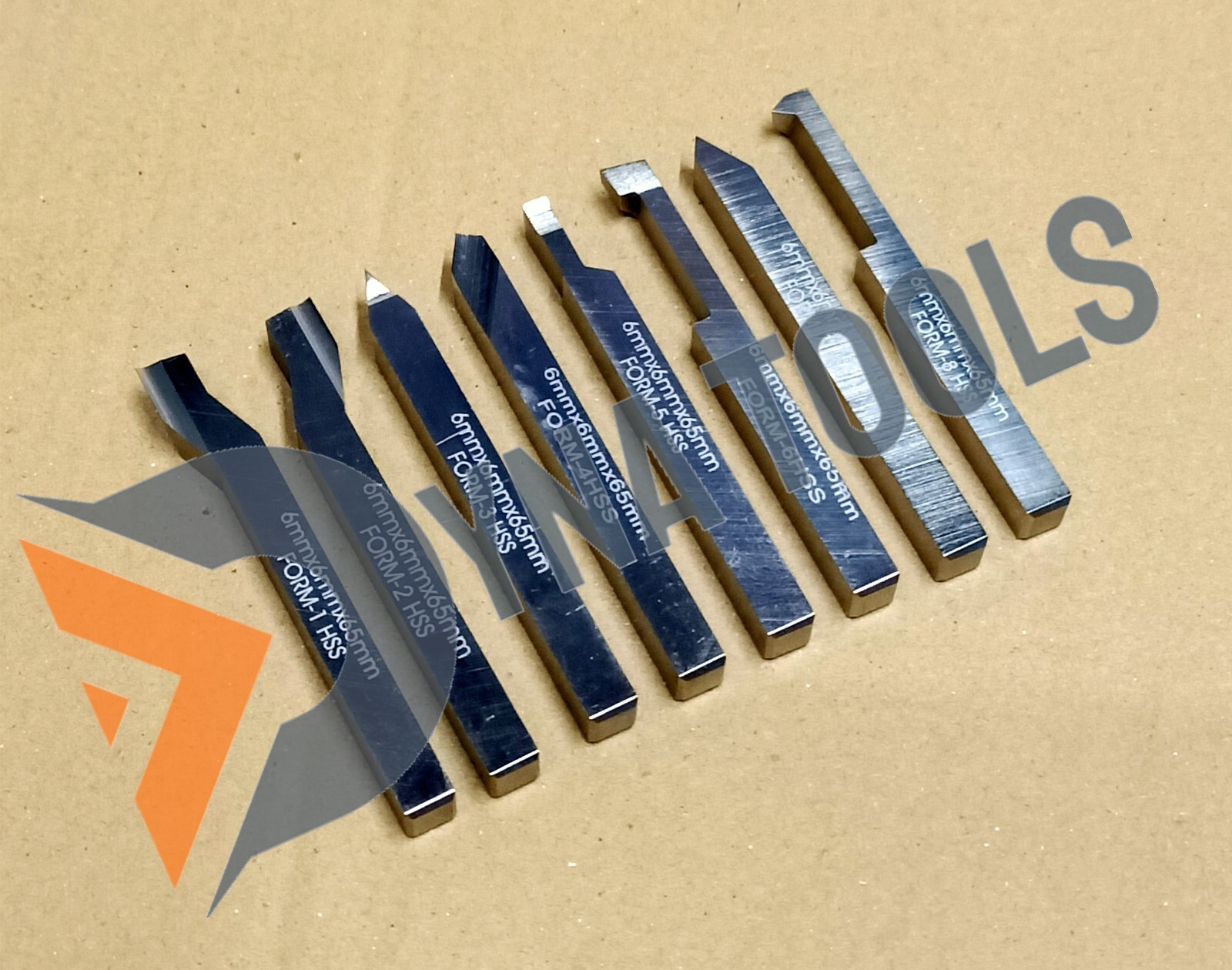 6mm x 65mm HSS Lathe Form Tools Set Of 8 Pieces Square Shank Pre-Formed Tools