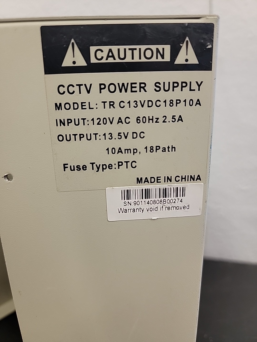 CCTV Power Supply (13.5V DC, 10 Amp, 18 Path) TR-C12VDC18P10A