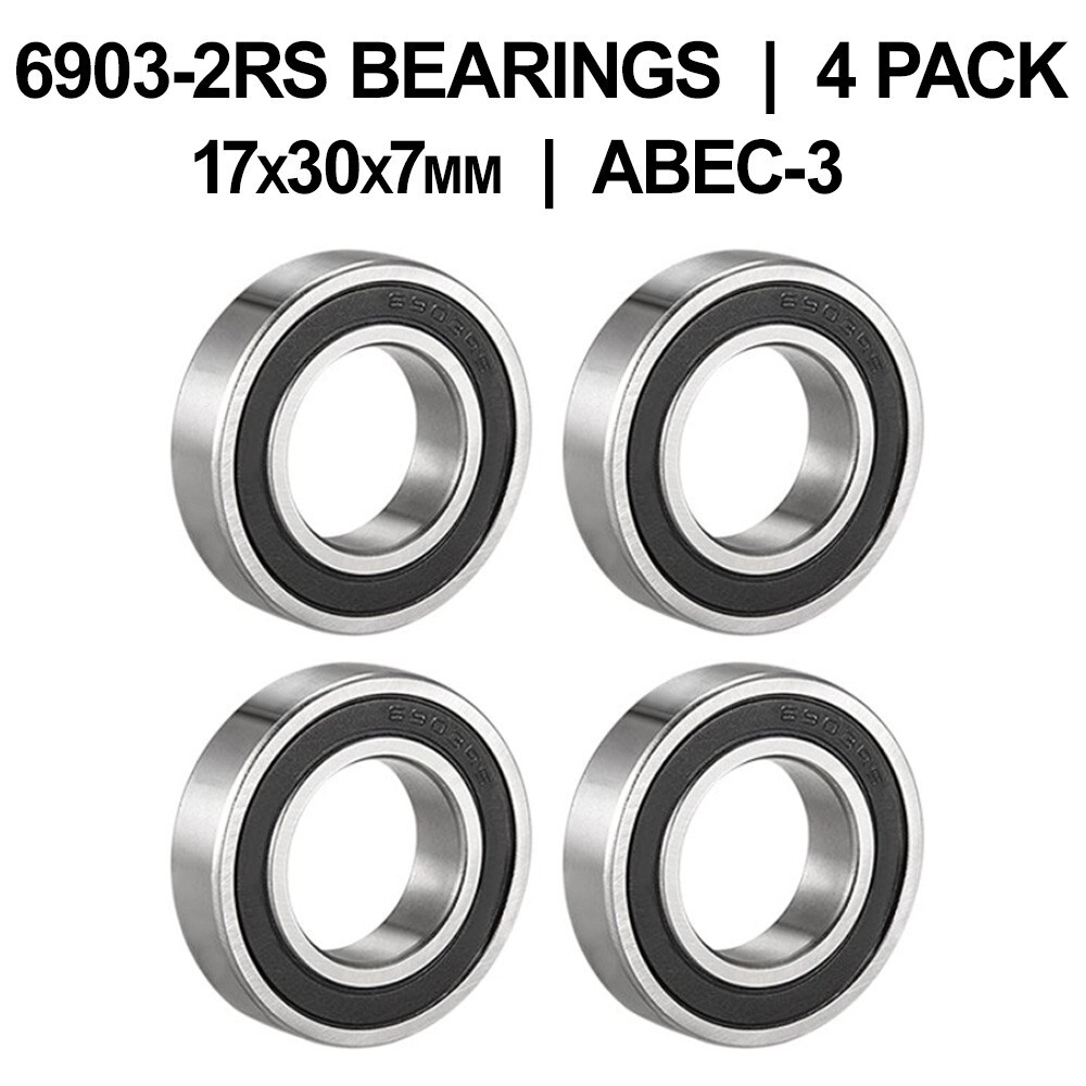 6903-2RS Sealed Ball Bearings (17x30x7mm) – 4 pack – Chrome Steel – ABEC-3