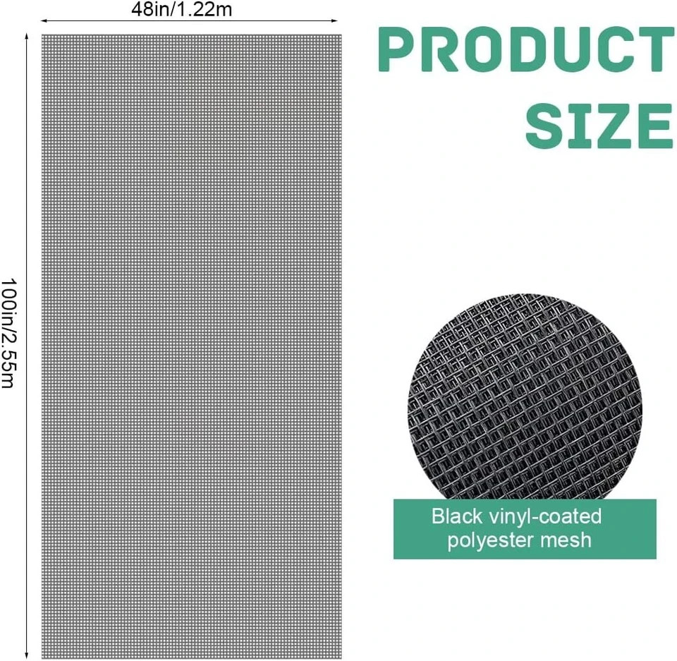Pet Proof Window Screen Replacement 48″x100″ Adjustable Thicken Charcoal…