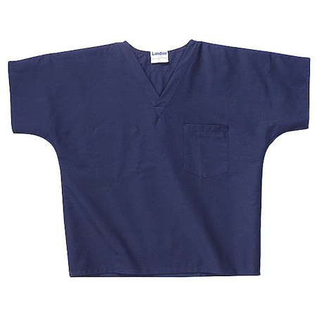 Landau 7502Bnplrg Scrub Shirt, Cotton/Polyester, Short Sleeve, 2 Pockets,
