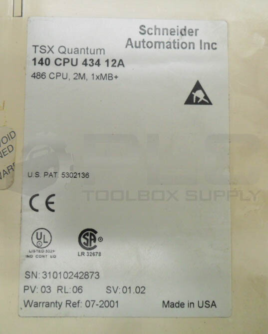 SCHNEIDER AUTOMATION 140 CPU 434 12A MODICON QUANTUM CPU MODULE 2M