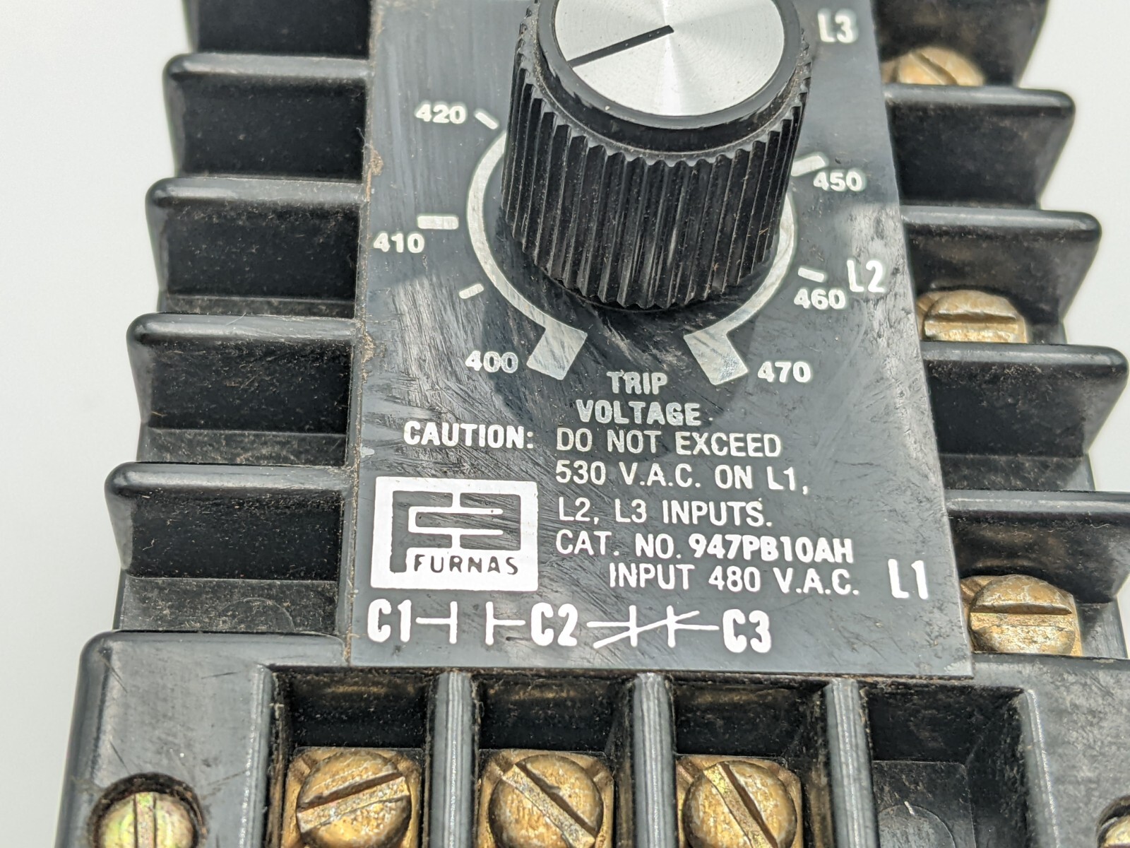 Furnas 947PB10AH Voltage Monitor 400-470 Volt Adjustable 3.75-15 Amp Bolt On