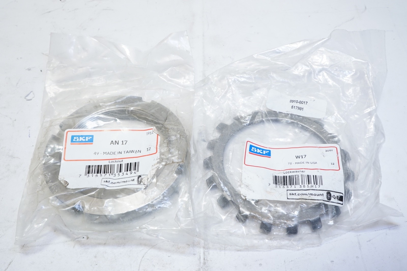 New SKF AN 17 Lock Nut & W 17 W Series Bearing Lock Washer Ships FREE