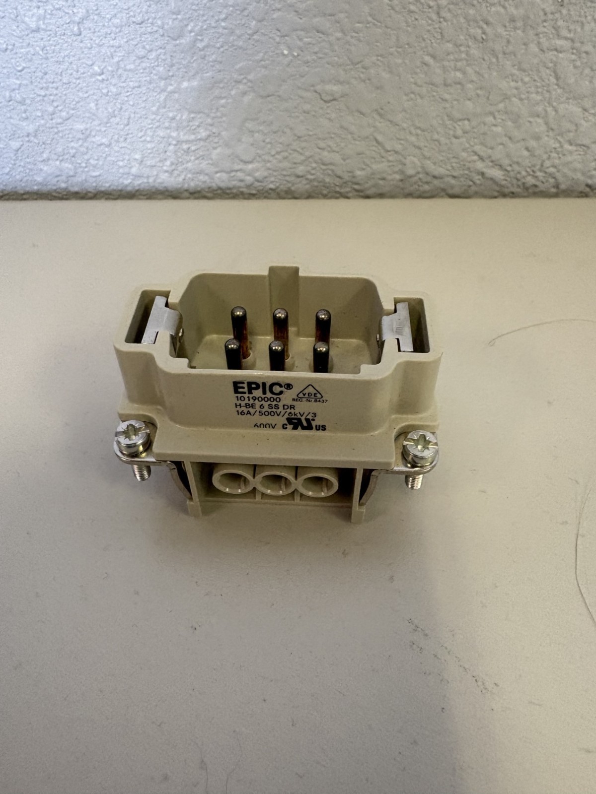 EPIC 10190000 H-BE 6 SS Rectangular Connector Plug 16A/500V/ 6kV/3
