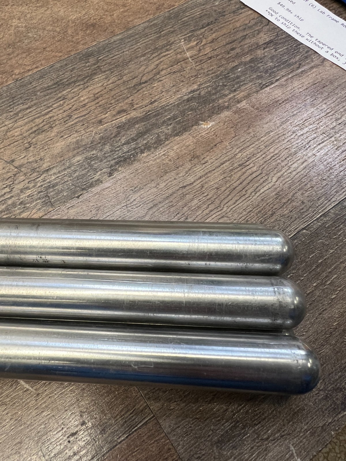 Lot of (6) Lab Frame Rod 3/4″ x 39″ with 1 Rounded End 1 Flat Tapered End
