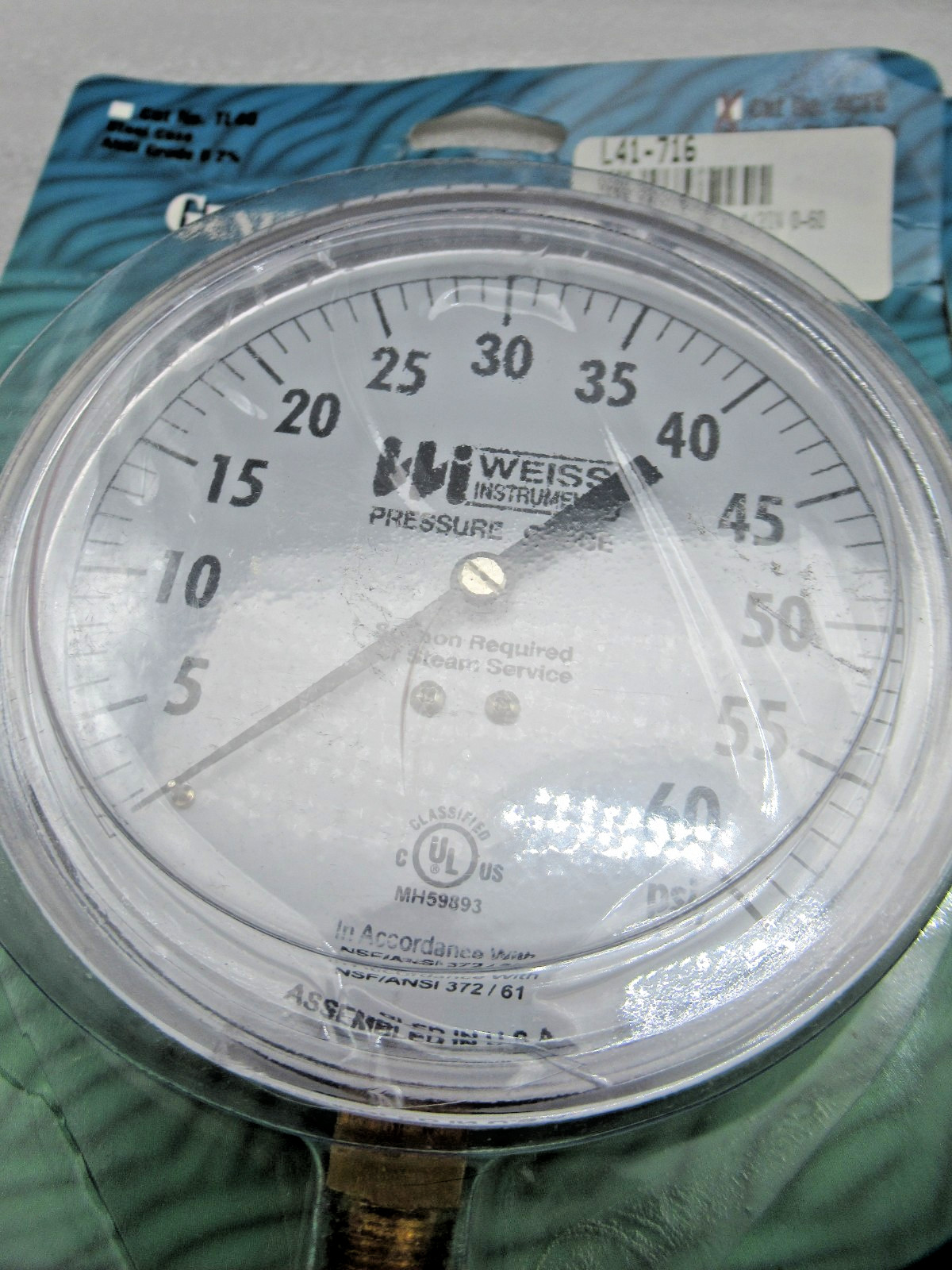 Lot of 2-Weiss 4CTS-060 Pressure Gauge 0-60PSI 4-1/2″ Stainless Steel Case 1/4″