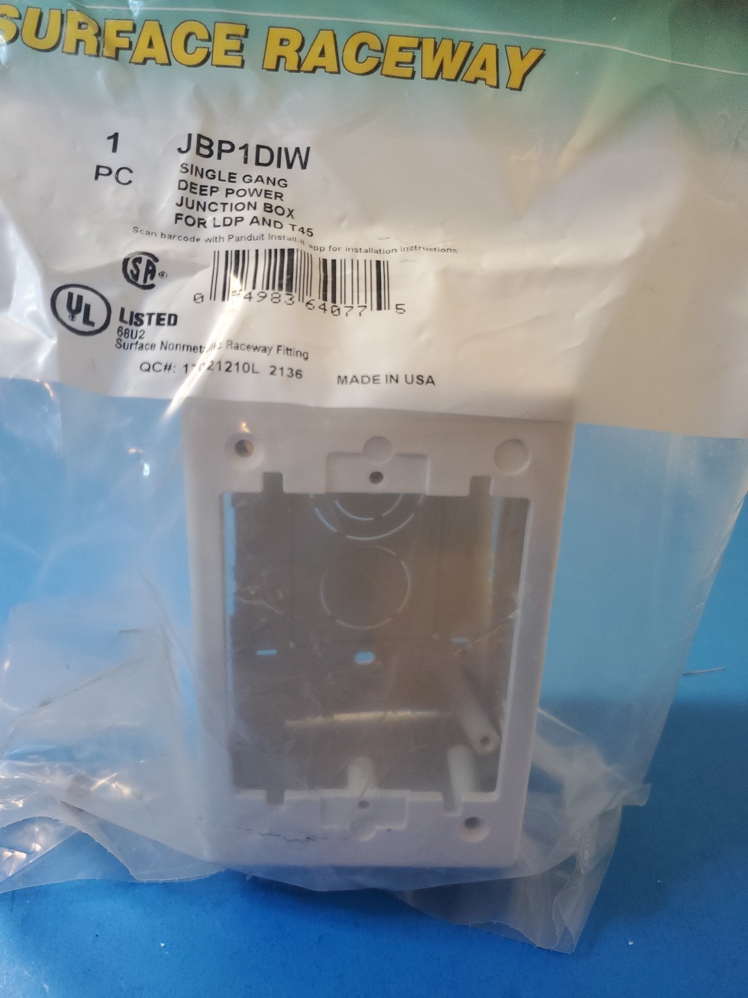 PANDUIT JBP1DIW Deep Junction Box,PVC,Boxes 5ZWZ6