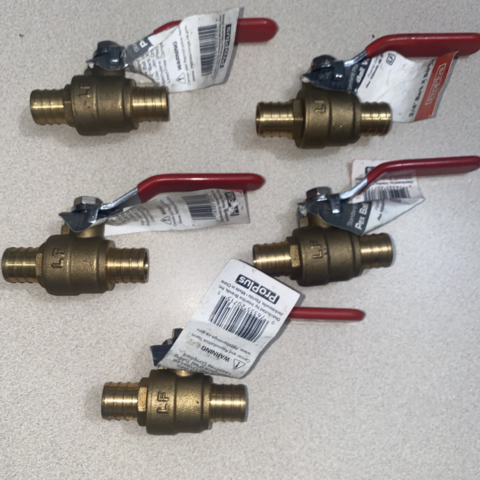 LOT OF 5 PROPLUS 283174 3/4″ PEX BALL VALVE BARB X BARB