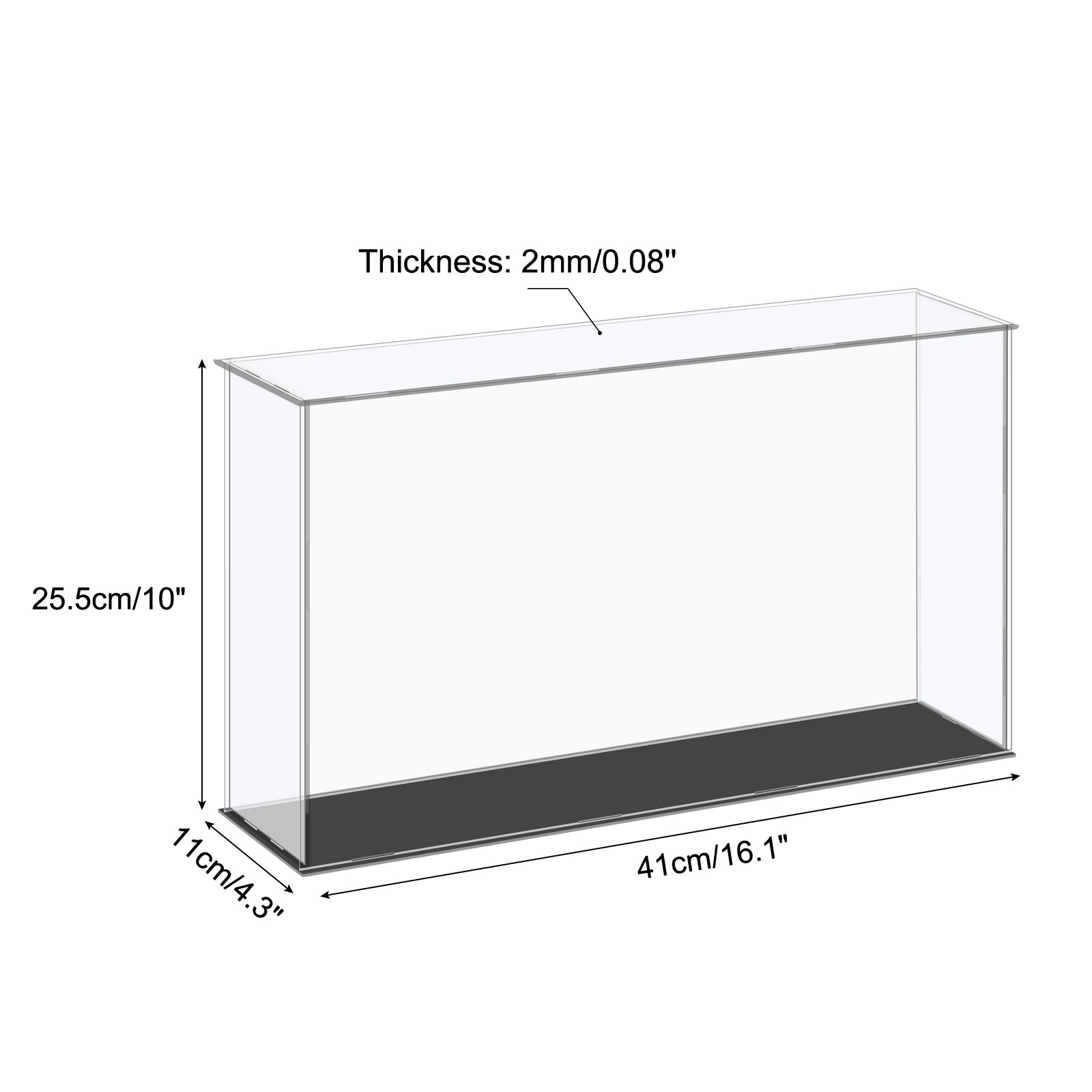 Acrylic Display Case Plastic Box Cube Storage Box Clear 41x11x25.5cm