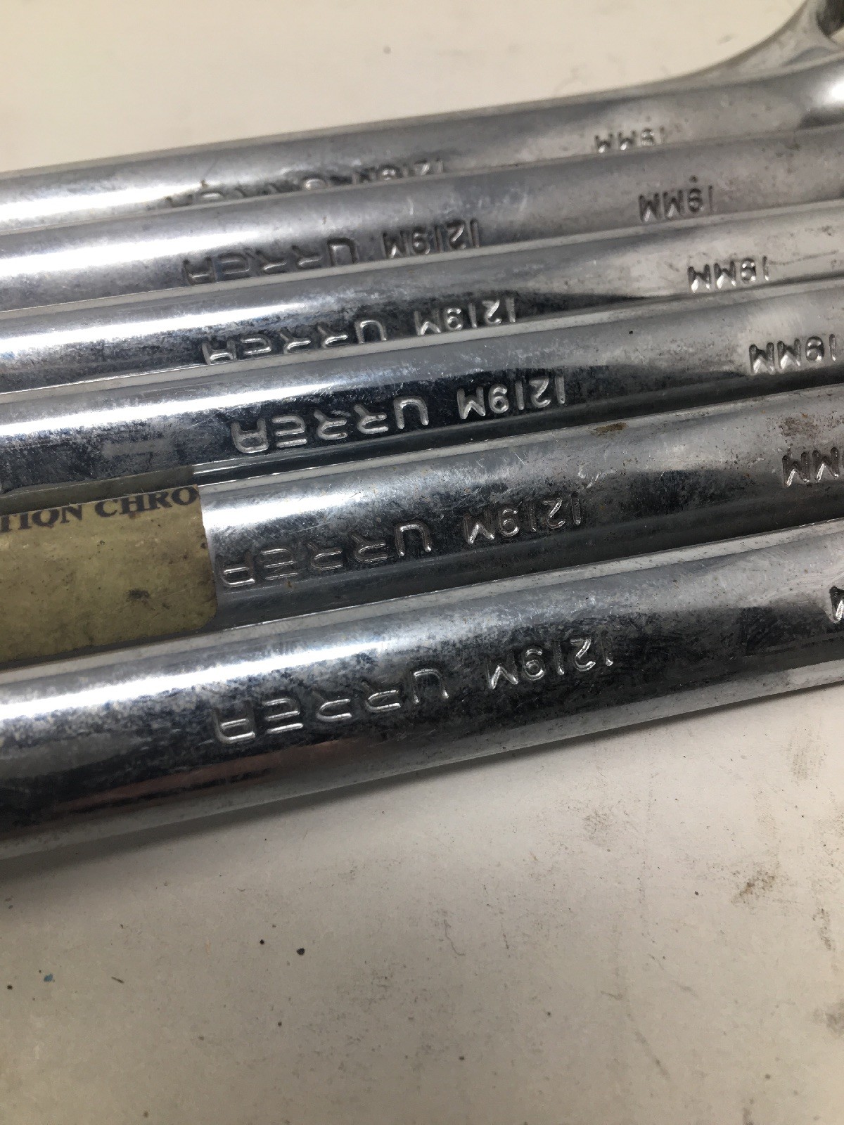 Lot Of 7 Urrea 1219M, 12-point Combination Open/Box End Wrenches, All Are 19mm