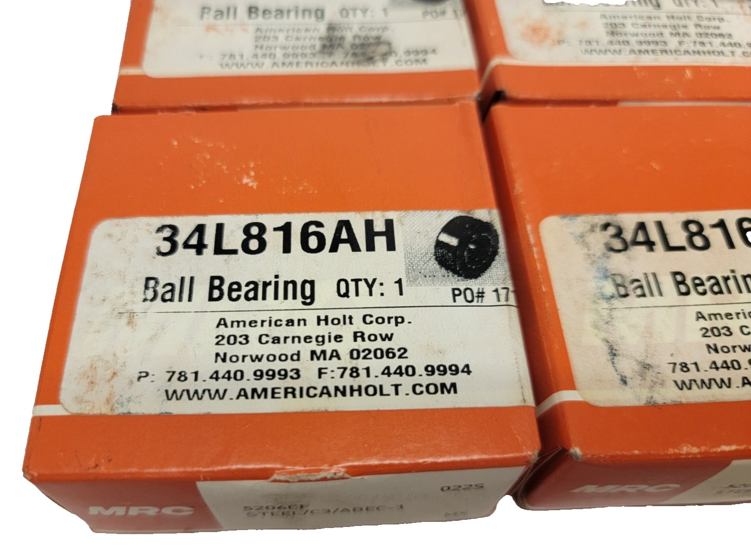 4 PCS American Holt 34L816AH 5206CF STEEL / C3/ABEC-1 Double Row Angular Bearing