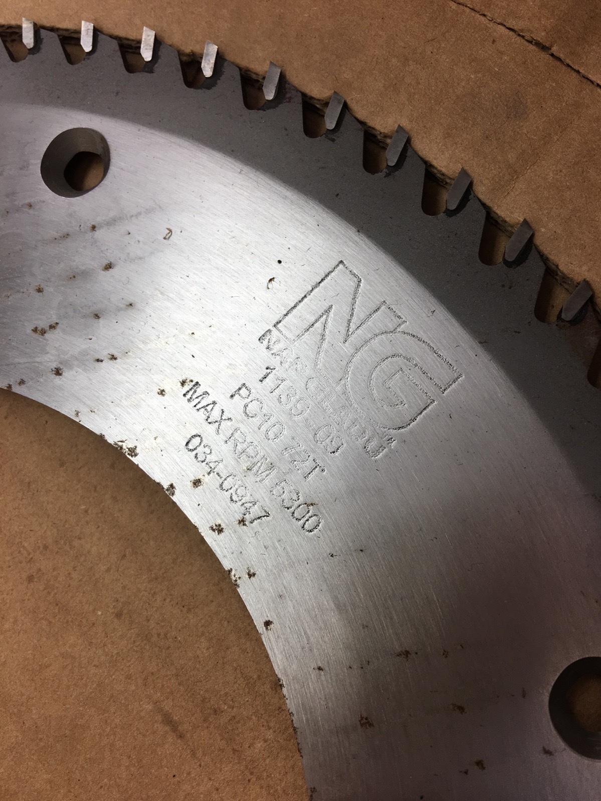 NEW IN BOX NAP GLADU 1139-09 PC10 72T 5300 RPM CARBIDE TIPPED SAWBLADE, B372