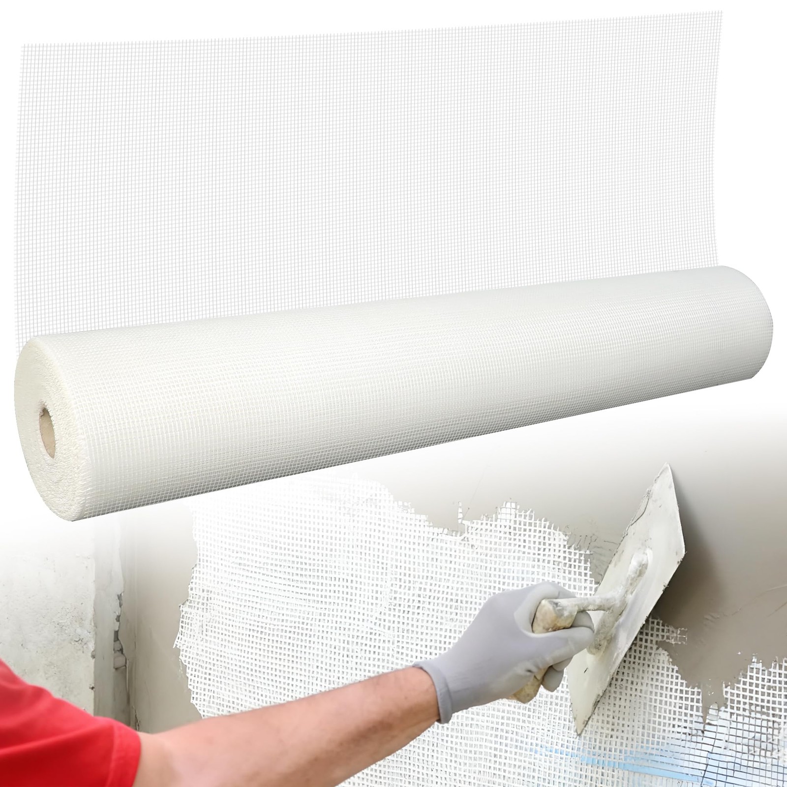 Fiberglass Mesh Roll 3.2×164 FT Plastering Mesh for Wall Crack Repair, Alkali…