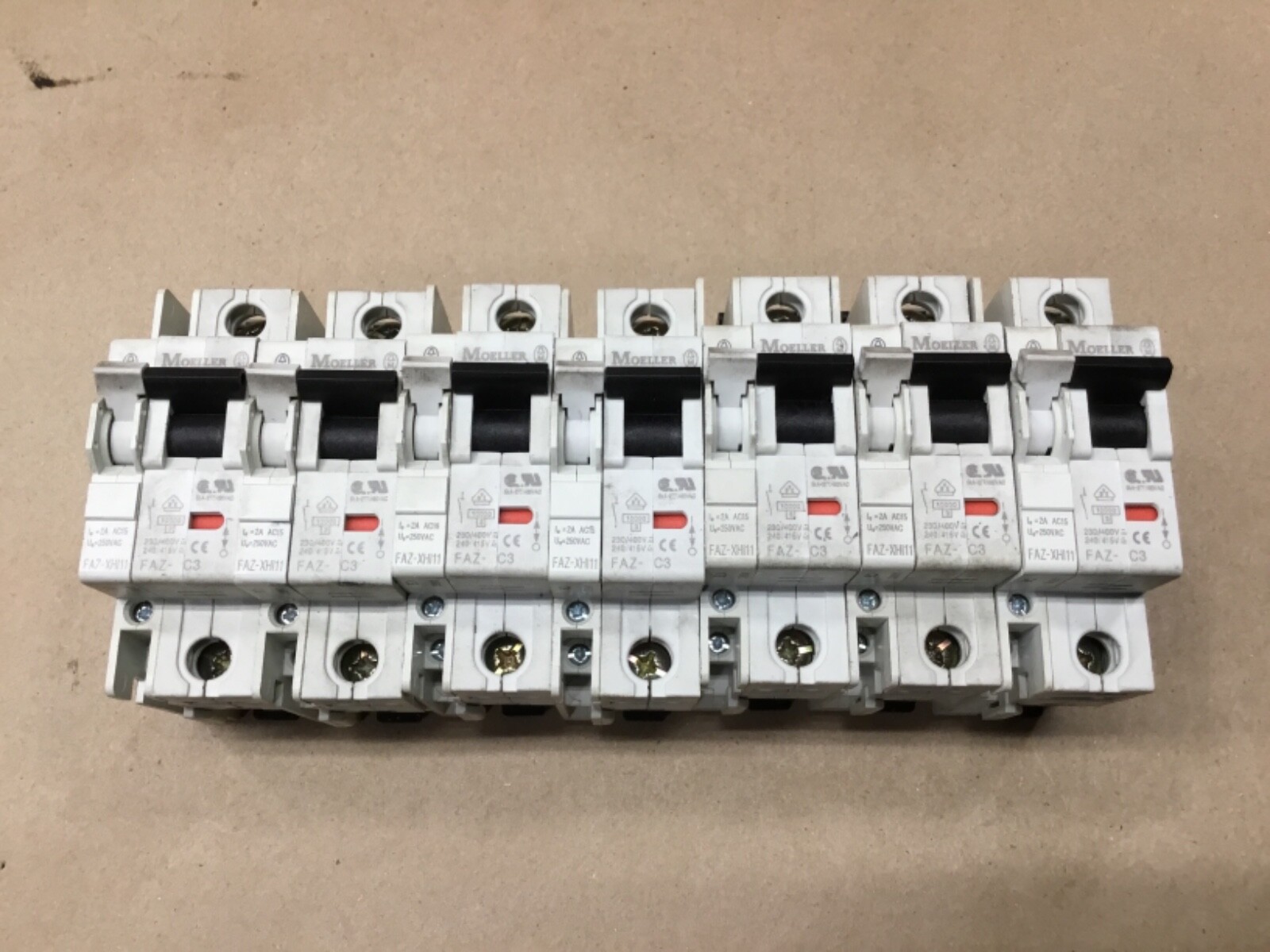 Lot Of 7 Moeller FAZ-C3 Circuit Breaker With FAZ-XH11 #67D30*AD