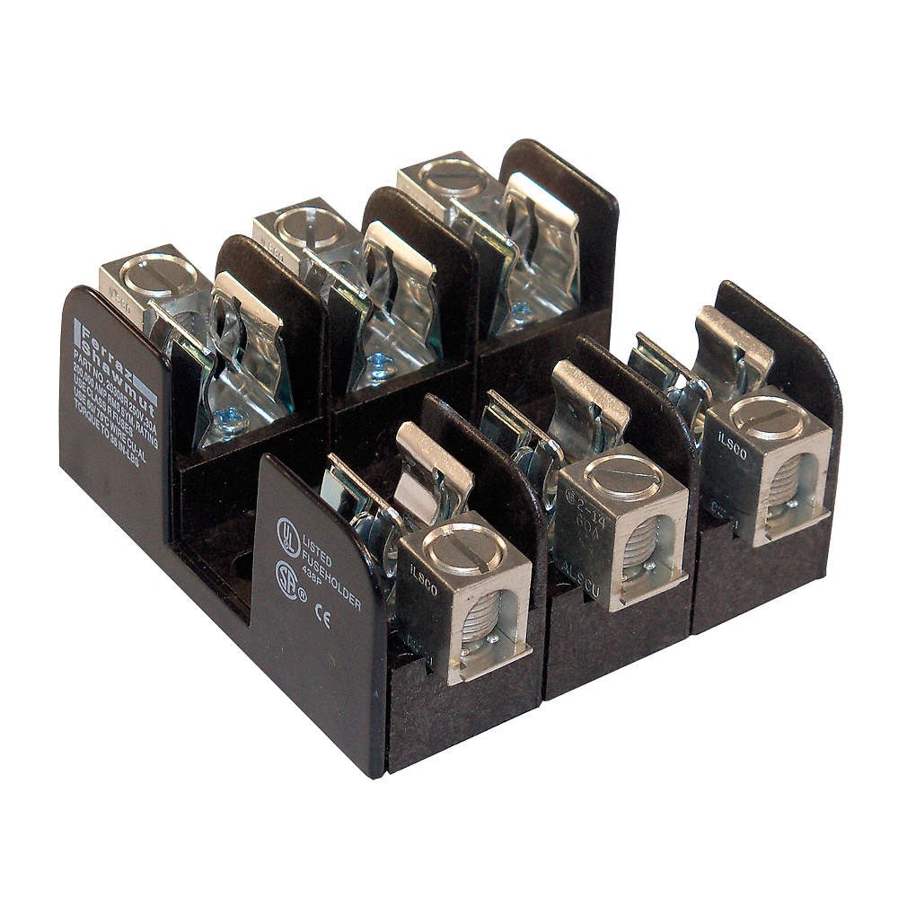 MERSEN 20308R Fuse Block,0 to 30A,R,3 Pole 5LDE3