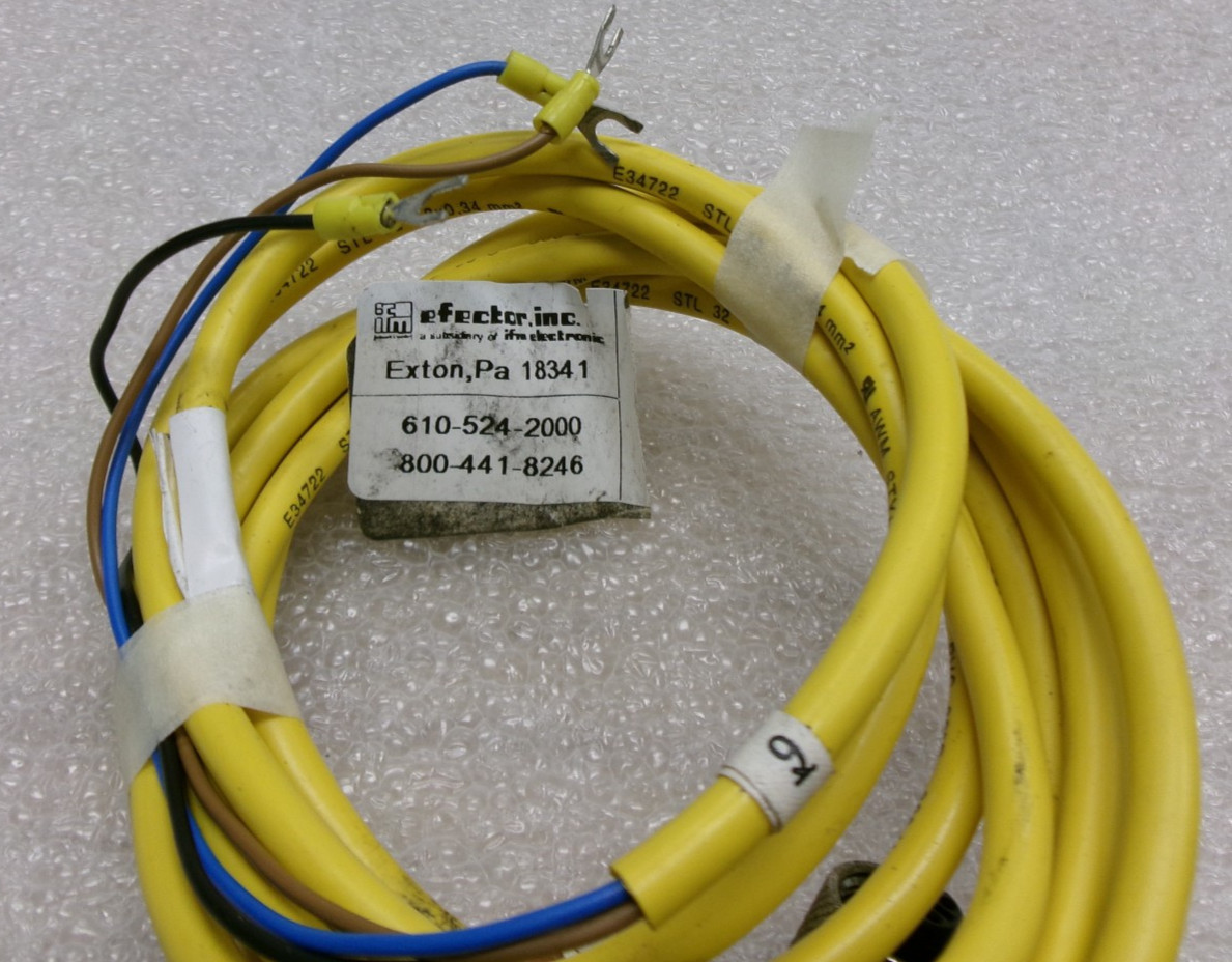 IFM EFECTOR E10903 PNP 4-PIN 90° M12 Connector Cordset USED 8′ L #372V