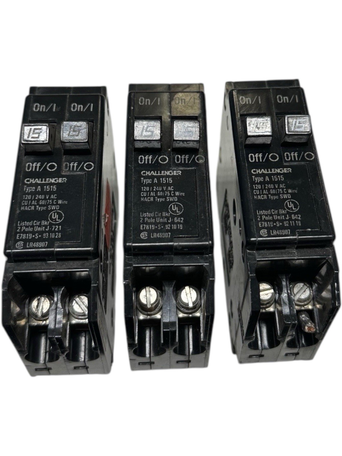 Challenger A1515 Type A 2-Pole Circuit Breaker (LOT OF 3) **SALE**