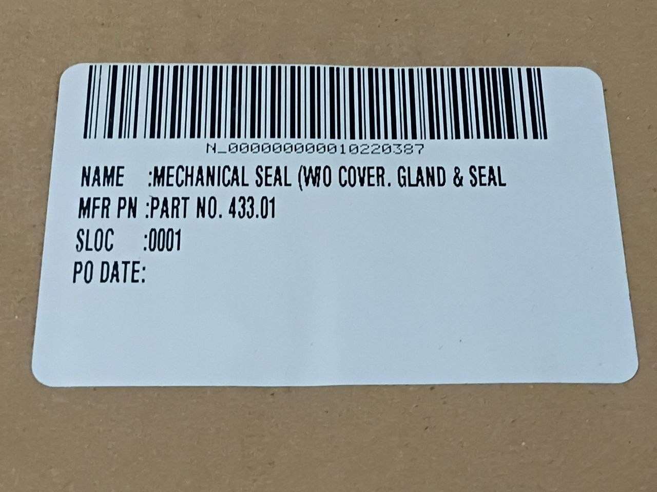Sulzer Pump Seal 433.01 for MC 80-260/9 Mechanical Seal Set Part No 433.01