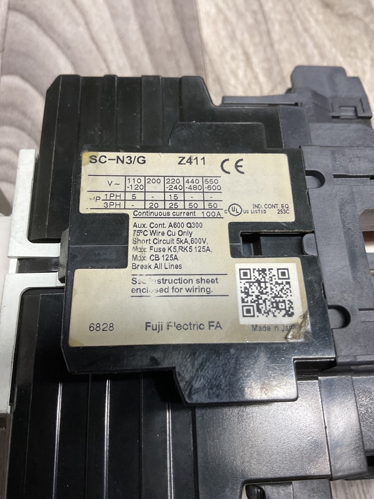 FUJI ELECTRIC SC-N3/G CONTACTOR #4030D141PR5SI