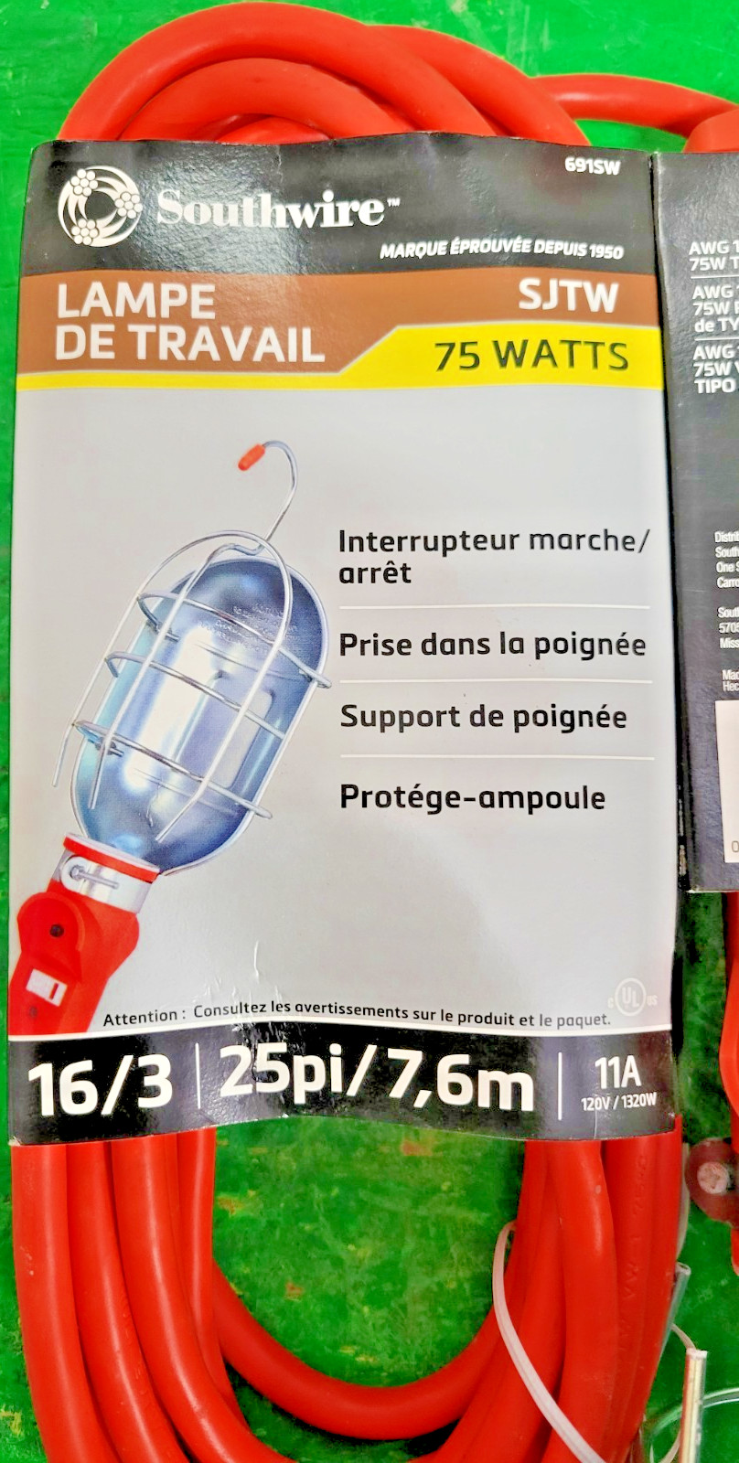 5️ SOUTHWIRE 75W 25′ INCANDESENT TROUBL LIGHT PESSCO OFFERING 1 G102825-12-41 🗽