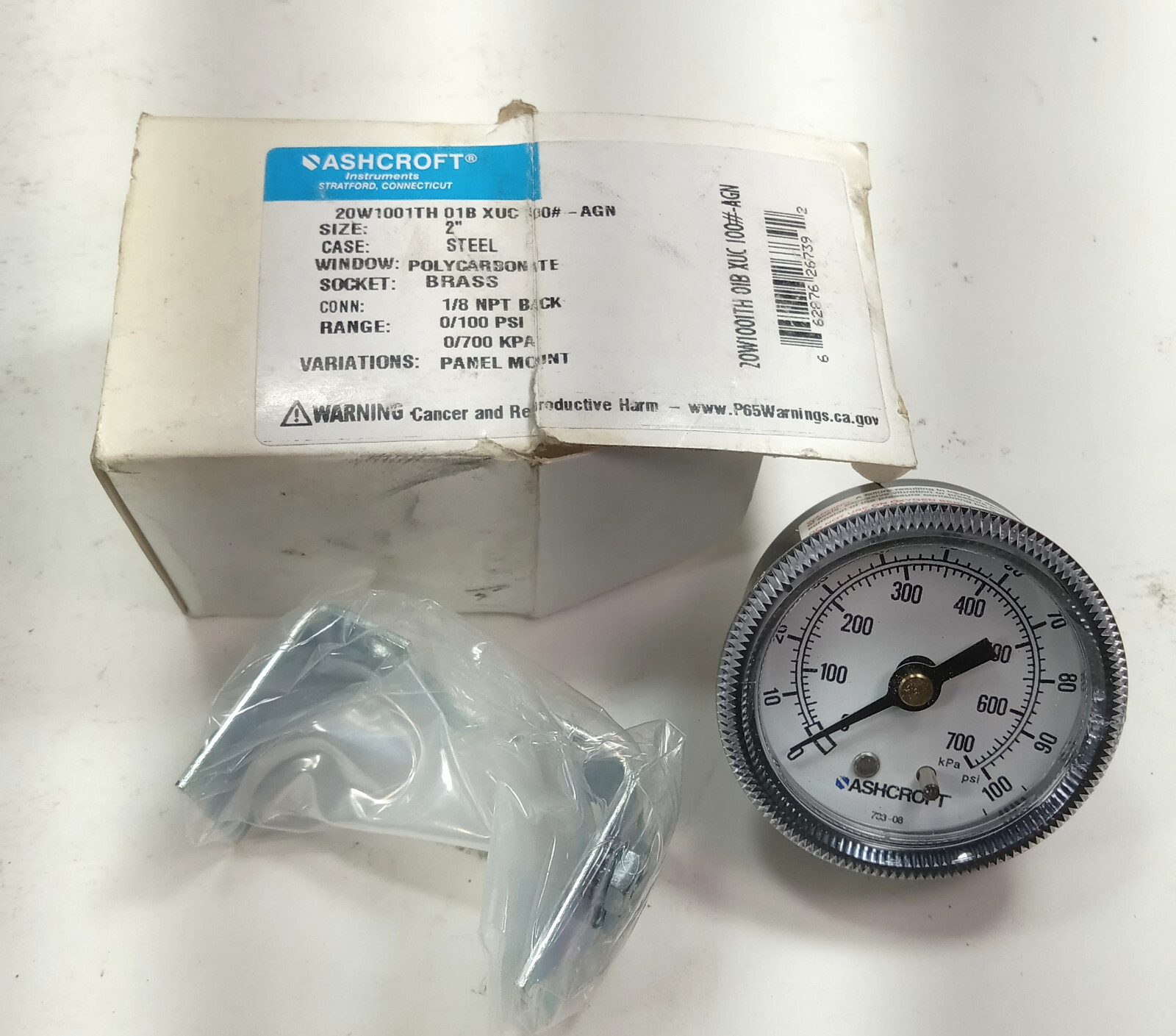 1 NEW ASHCROFT 20W1001TH 01B XUC 2″ PRESSURE GAUGE NIB ***MAKE OFFER***