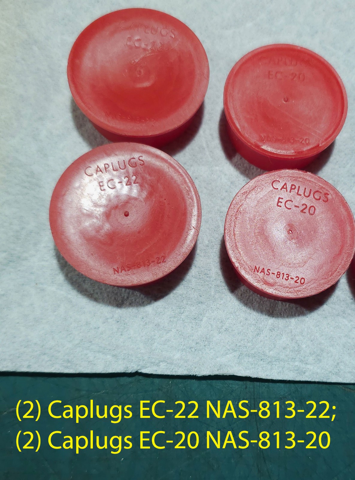 Lot of 36 Caplugs + 8 Other Brand Caps – Mixed Sizes