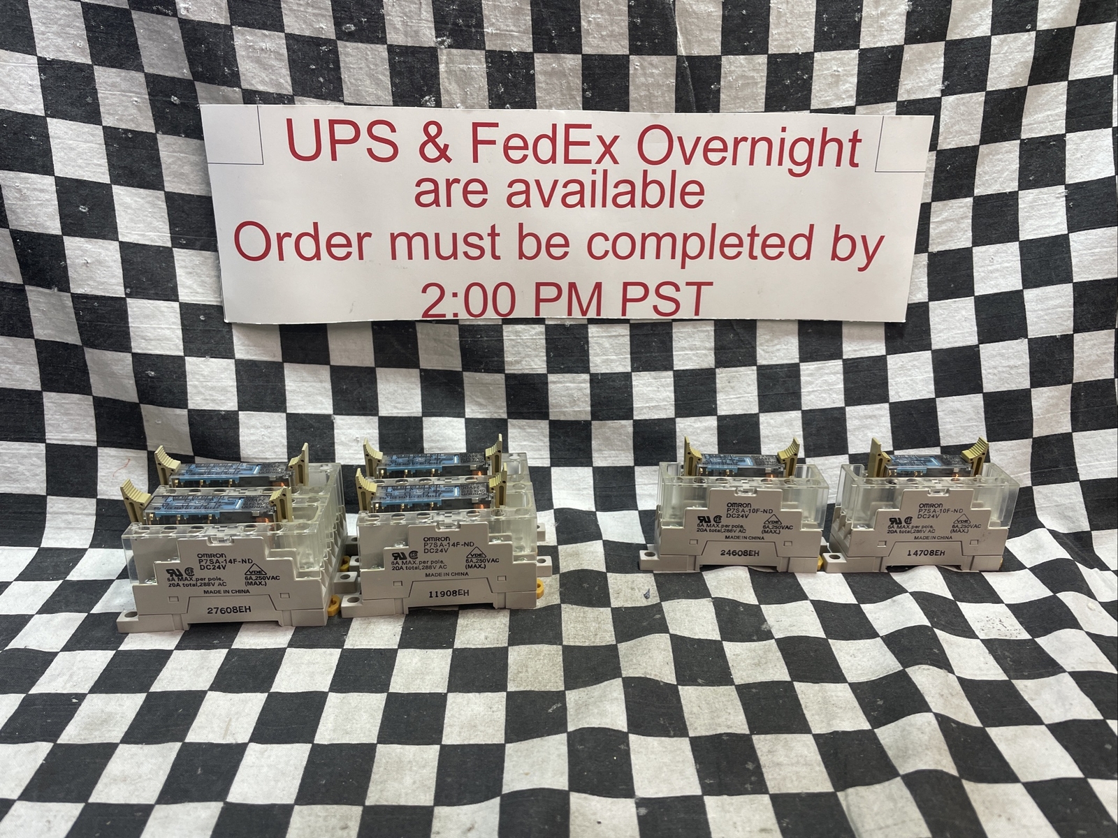 OMRON BASE RELAY 24V, P7SA-14F-ND & G7SA-5A1B, P7SA-10F-ND & G7SA-3A1B, LOT OF 6
