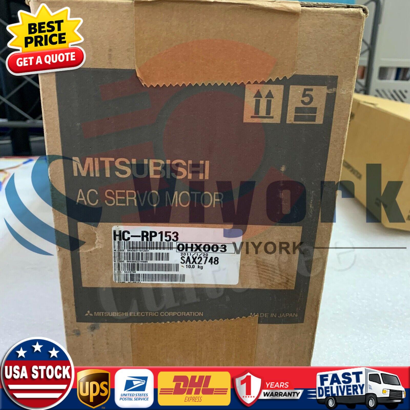 Mitsubishi HC-RP153 AC SERVO MOTOR SRVMTR 1.5KW 3000RPM NEW